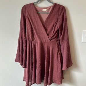 Altar’d State Mauve Mini Dress - Long Sleeve